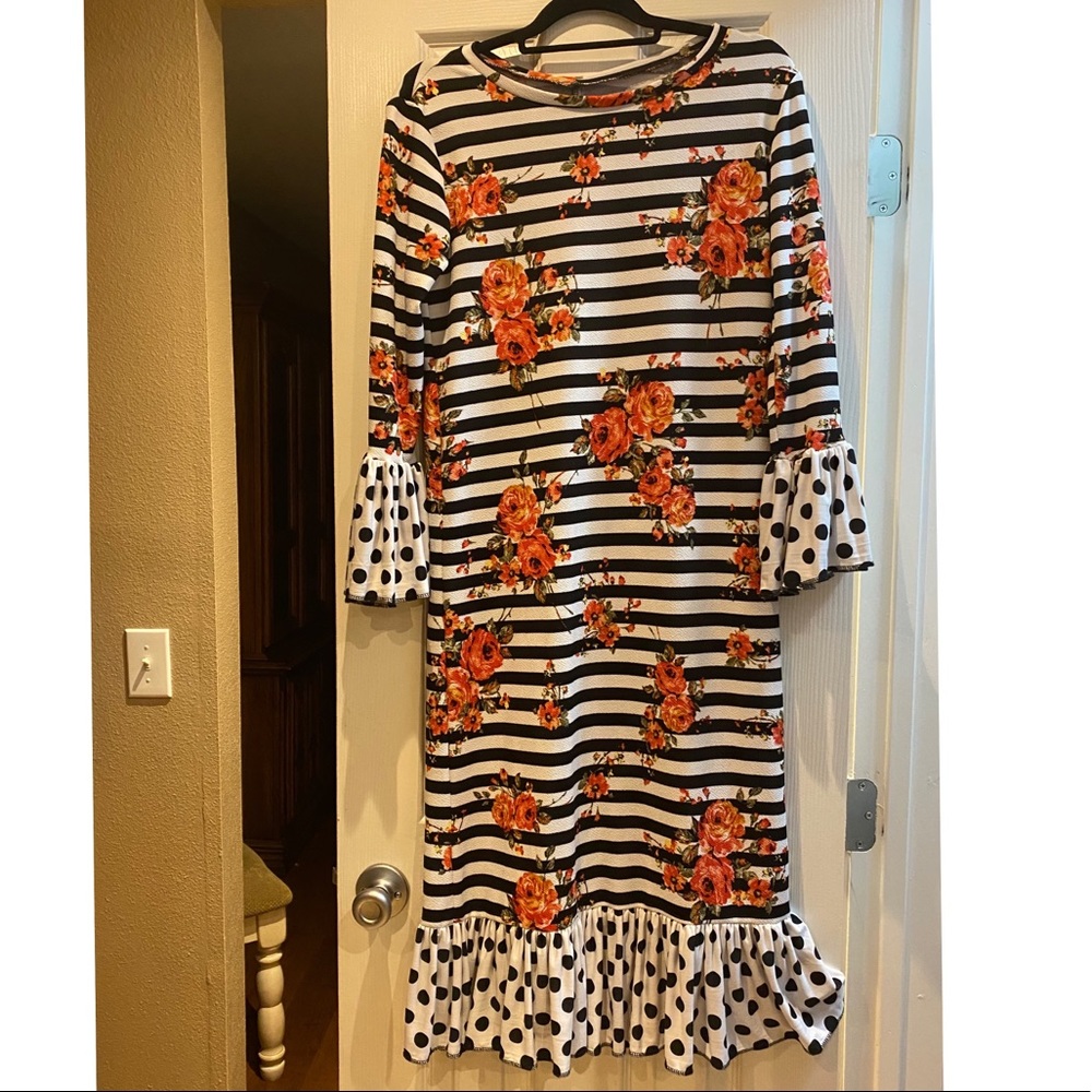 Floral and Stripped Dress